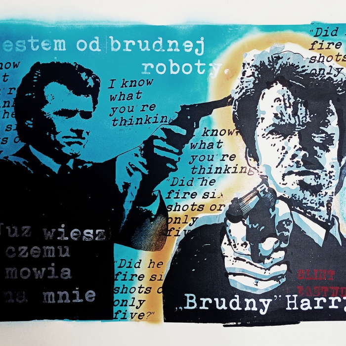 Clint Eastwood - Brudny Harry. Serigrafia 80x60 cm