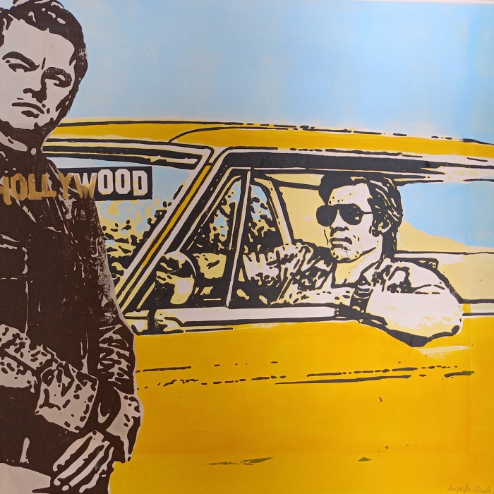 Brad Pitt i Leonardo DiCaprio - Pewnego razu... w Hollywood. Serigrafia 73x60 cm