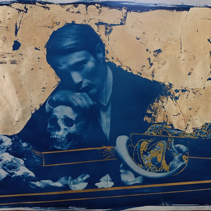 Mads Mikkelsen - Na Rauszu. Cyjanotypia 70x50 cm