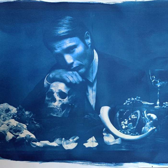 Mads Mikkelsen - Na Rauszu. Cyjanotypia 70x50 cm