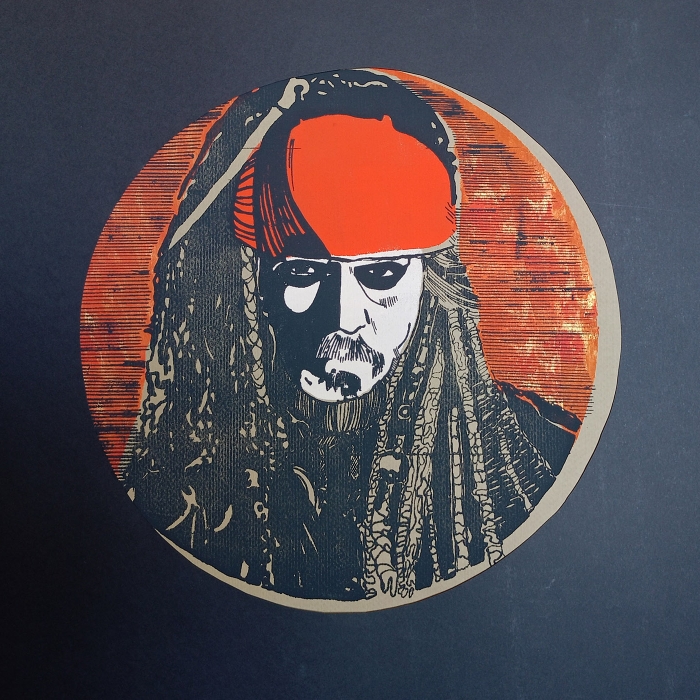 Johnny Depp – Piraci z Karaibów. Serigrafia 36 x 36 cm